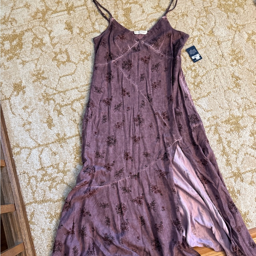 Purple flower dress with slot.  Lucky